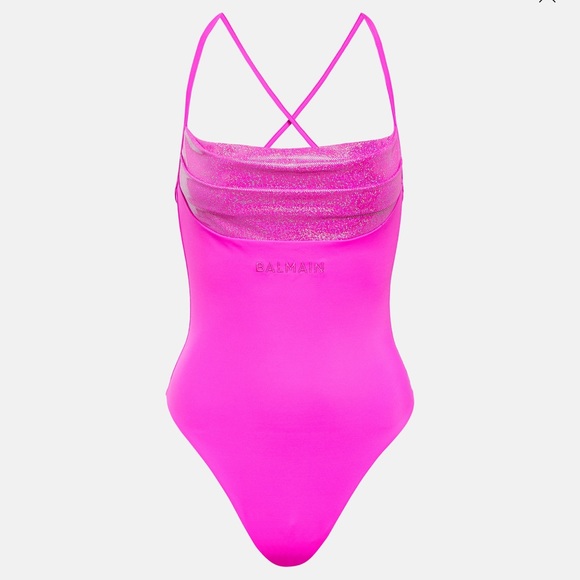 BALMAIN**Stunning Iridiscent Fuscia Pink Thong One-Piece Swimsuit**F36 US 4 $789 - Picture 2 of 6